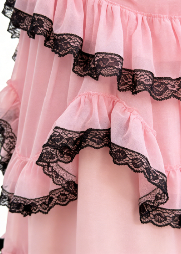 Princess Pink Spaghetti Strap Boned Bow Lace Tulle Long Prom Dress Evening Dress cc5424