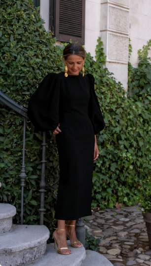 Simple Puff Sleeves Prom Dress For Women, Wedding Guest Outfit  cc577