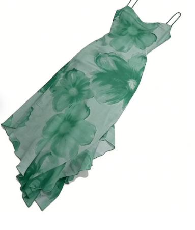 Flowy Chiffon Printed Strapless 19th Birthday Homecoming Dress cc3872