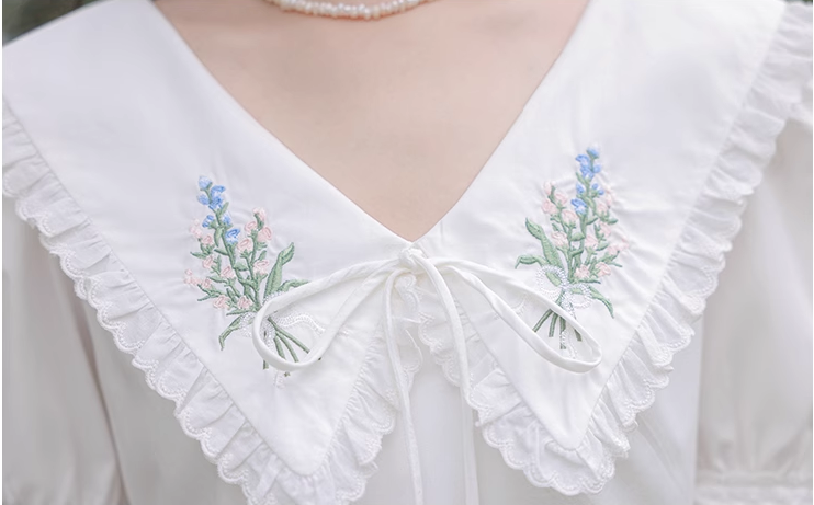 Simple Elegant Floral Design Short Sleeves Women Long Dress HZ1024