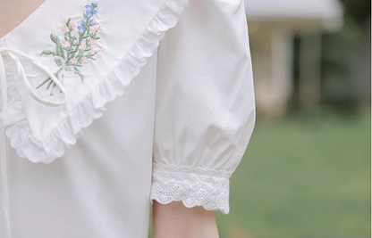 Simple Elegant Floral Design Short Sleeves Women Long Dress HZ1024
