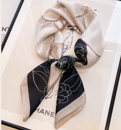 Vintage Elegant Floral Design Versatile Soft Fabric Silk Scarf HZ1024