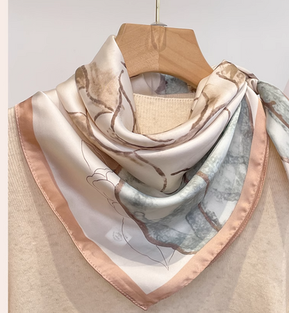 Vintage Elegant Floral Design Versatile Soft Fabric Silk Scarf HZ1024