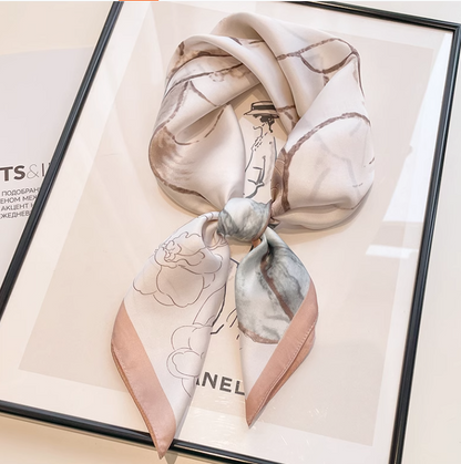 Vintage Elegant Floral Design Versatile Soft Fabric Silk Scarf HZ1024