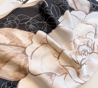 Vintage Elegant Floral Design Versatile Soft Fabric Silk Scarf HZ1024