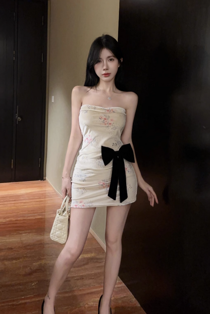 New Fashion Floral Bow Bodycon Design A-line Sleeveless Strapless Homecoming HZ1024