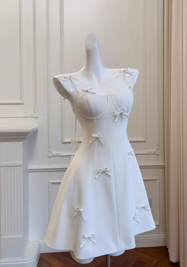 New Fashion Bow Design A-line Spaghetti Strap Party Dresses Homecoming Dresses, HZ1024