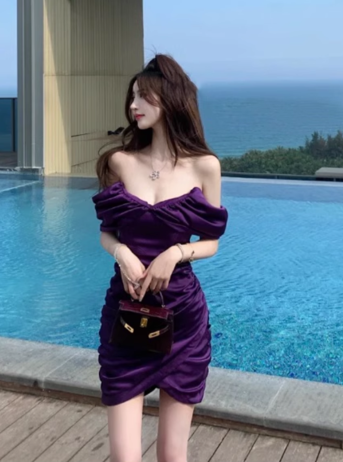 Fashion Purple Off-the-shoulder Bodycon Design A-line Party Dresses Homecoming Dresses, HZ1024