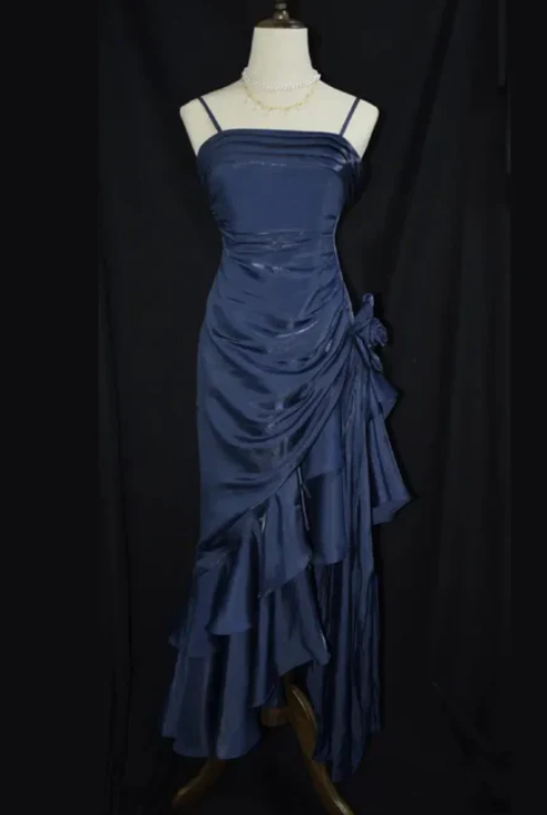 Elegant Chiffon Prom Dress Sheath Evening Gown Party Dress Spaghetti Strap Formal Dress HZ1024
