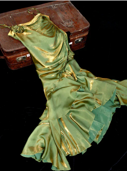 Elegant 3D Flower Satin Prom Dress Mermaid Evening Gown Party Dress Spaghetti Strap Formal Dress HZ1024