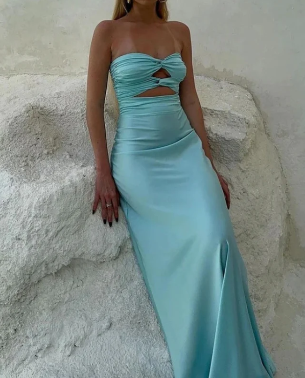 Elegant Aqua Sweetheart Prom Dress Sheath Strapless Evening Gown Party Dress Long Formal Dress HZ1024