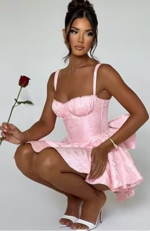 Vintage A-Line Bowknot Homecoming Dress Satin Party Dress Short Cocktail Dress HZ1024