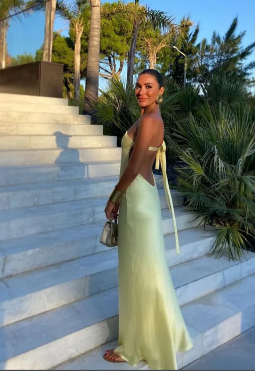 Elegant Yellow Satin Prom Dress One-shoulder Sheath Evening Gown Backless Party Dress Long Formal Dress HZ1024
