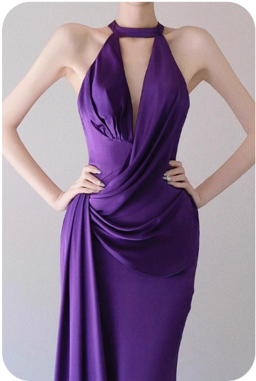 Elegant Purple V-neck Prom Dress Satin Evening Gown Sheath Party Dress Trailing Long Formal Dress HZ1024