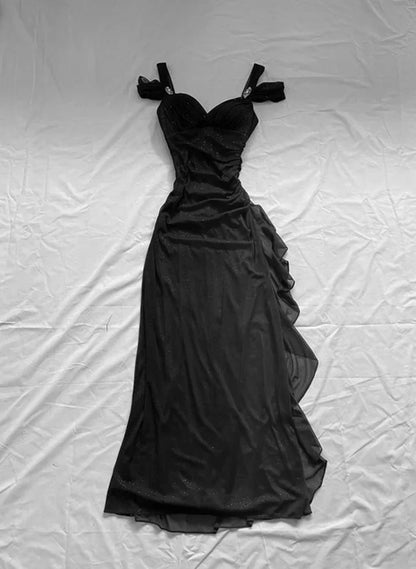 Vintage Shiny Beaded Chiffon Sheath Long Prom Dress Party Dress Evening Dress HZ1024