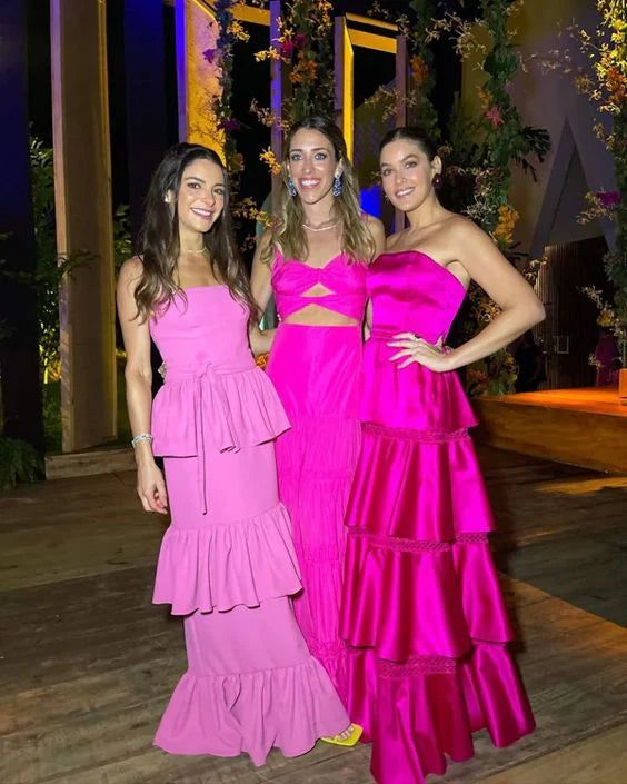 Strapless Satin Tiered Prom Dresses Lady Dress for Special Occasion