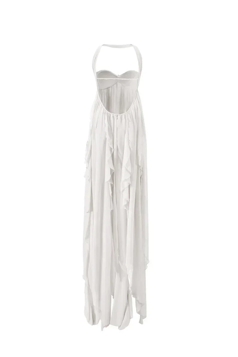 Elegant A Line Halter Long Chiffon Prom Dresses Evening Dress HZ1024