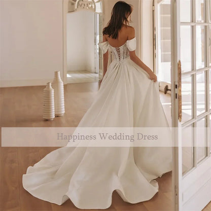 Customized Sweetheart Lace Corset Cap Sleeve Wedding Dress