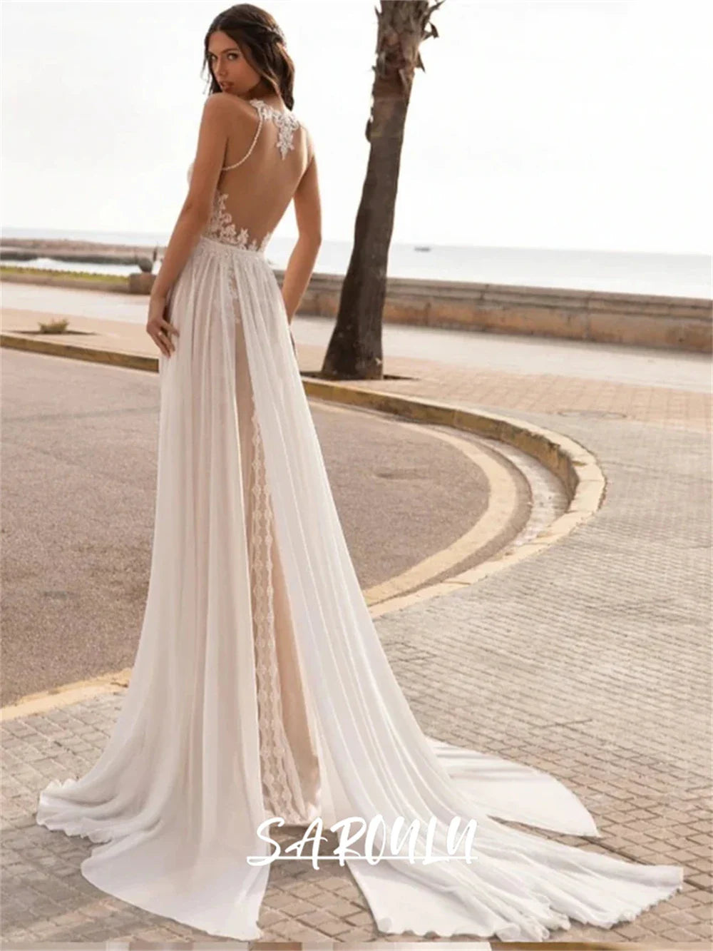 Bohemian Wedding Dress For Beach Wedding, Custom BOHO Gown