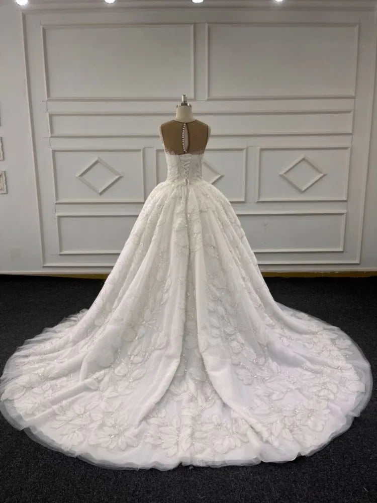 Eslieb Custom Made Wedding Dress Lace Beads Ball Gown