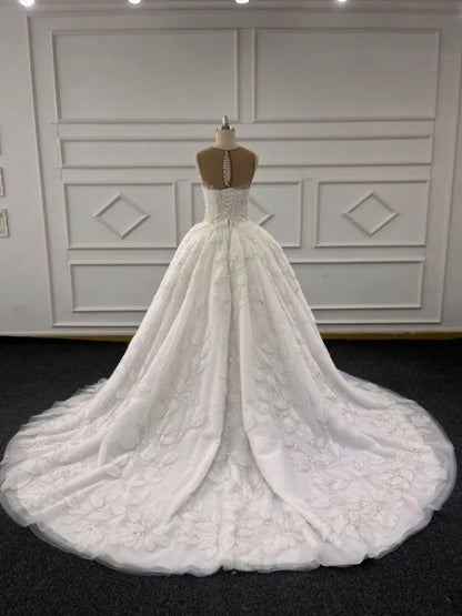 Eslieb Custom Made Wedding Dress Lace Beads Ball Gown