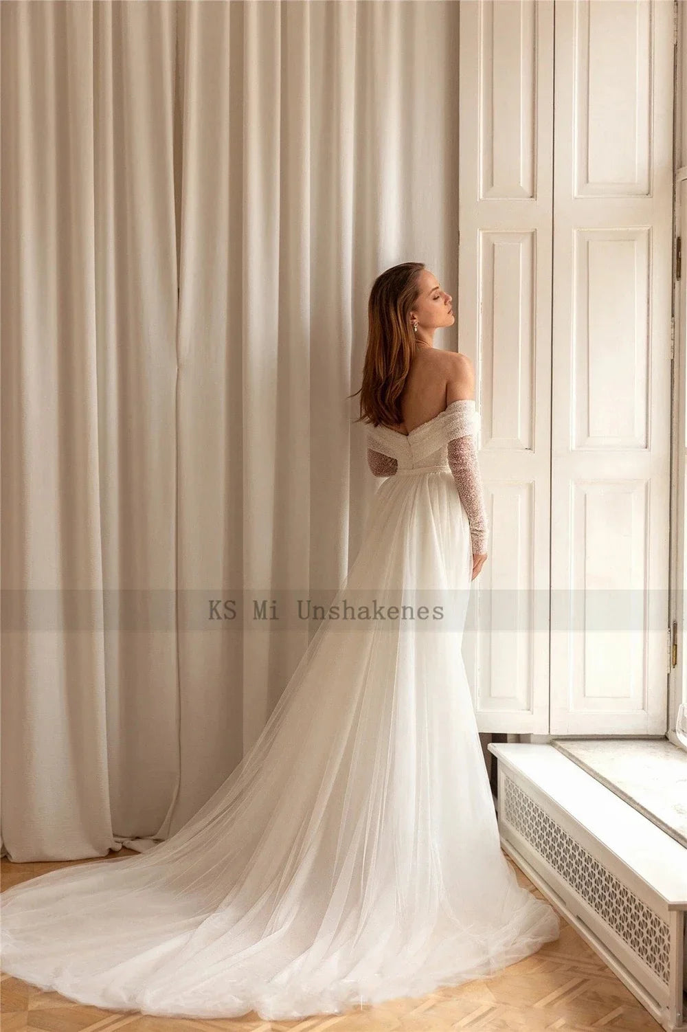 Sexy Glitter Mermaid Wedding Dresses with Detachable Train