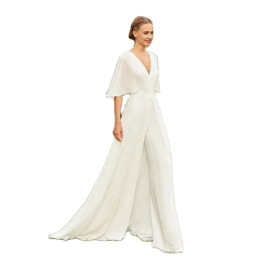 Lovely Beach Wedding Dresses White Pants Suit Bridal Gowns Summer Boho