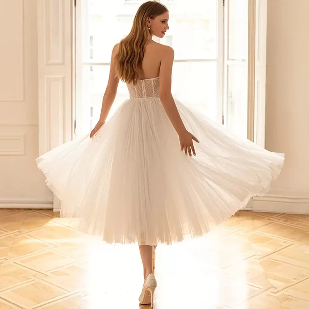 Customized Sweetheart Short Wedding Dresses A-Line Gowns