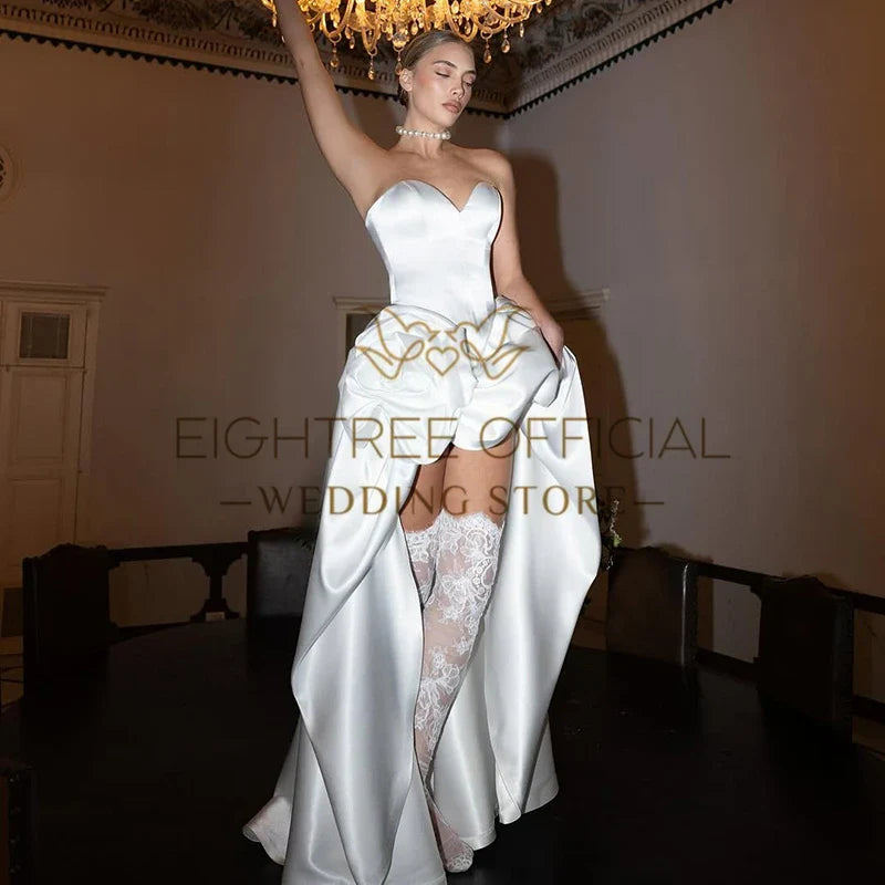 Eightree Modern Wedding Dresses A-Line Bridal Gowns Sweetheart High Low Glamorous Customized
