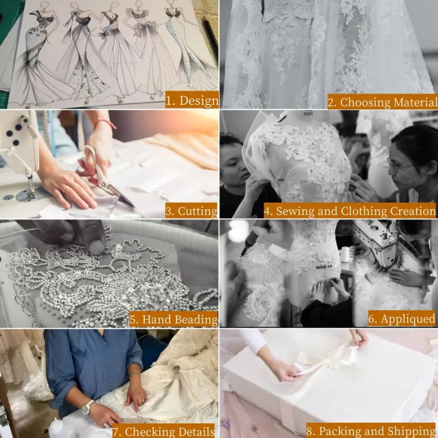 Sparkly Mermaid Satin Long Sleeve Wedding Dress Lace Appliques