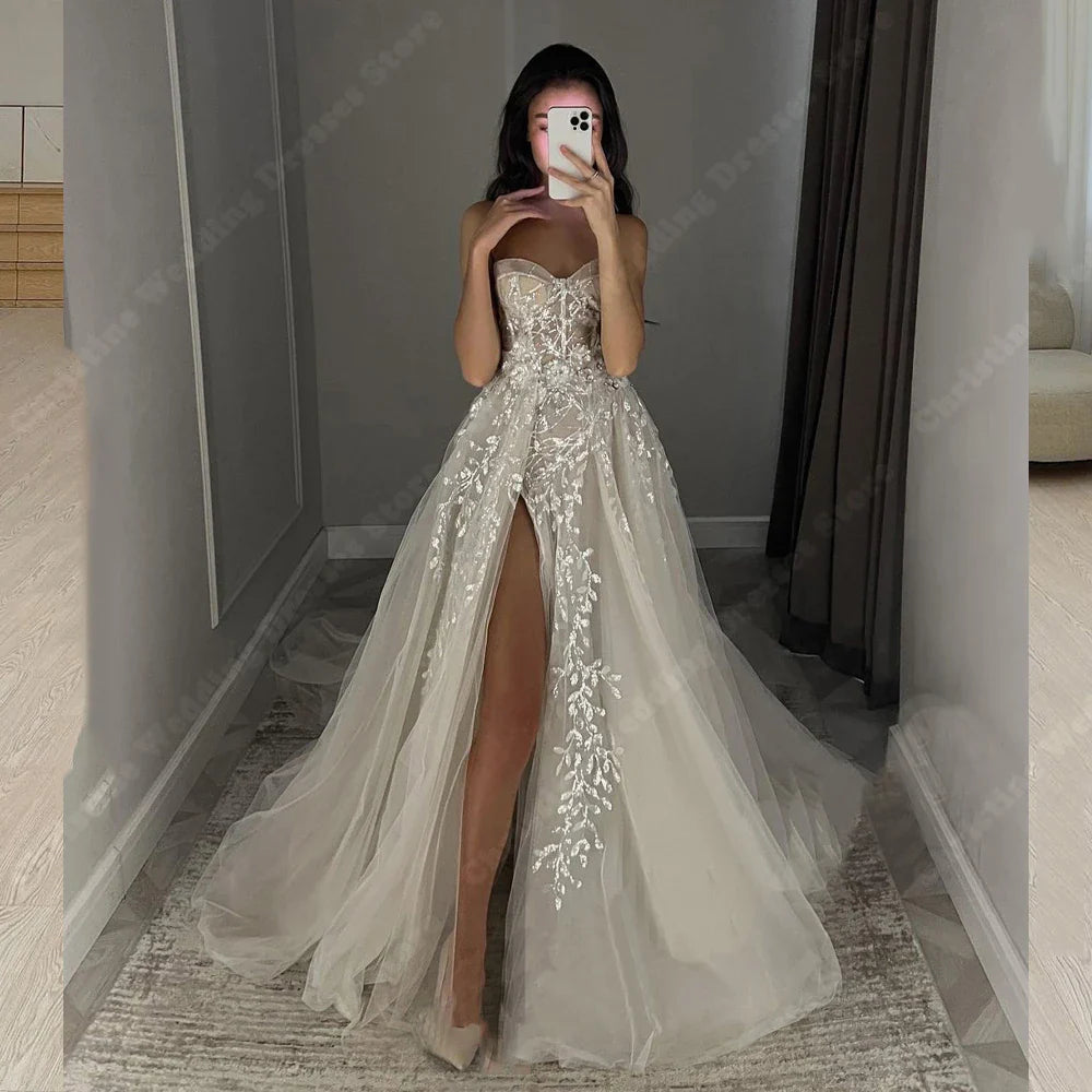Vintage Tulle Wedding Dresses Elegant A-Line Gowns