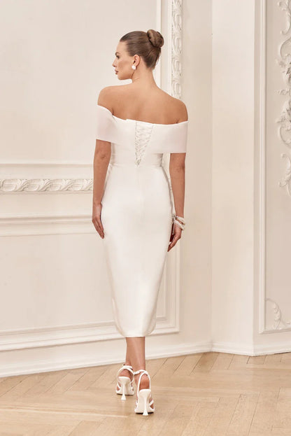 Vestidos De Novia Simple Satin Ankle Length Wedding Dress