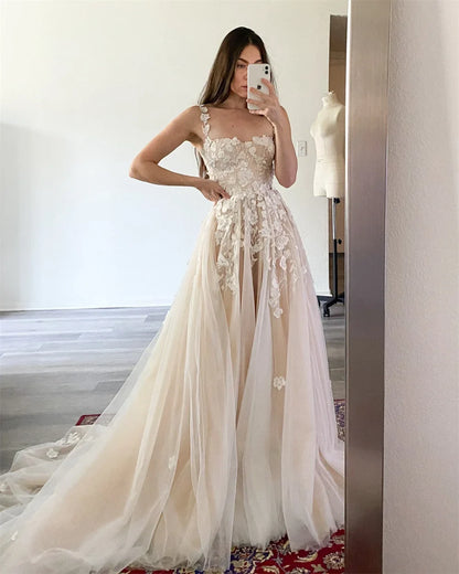Amanda Customized Tulle Spaghetti Strap Evening Dresses