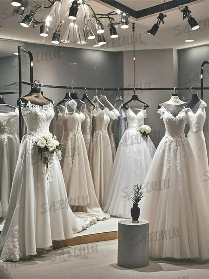 Bohemian Wedding Dress for Women with Long Flare Sleeves