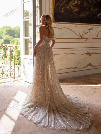 Gorgeous Wedding Dresses Glitter Bridal Gowns Customized Appliques