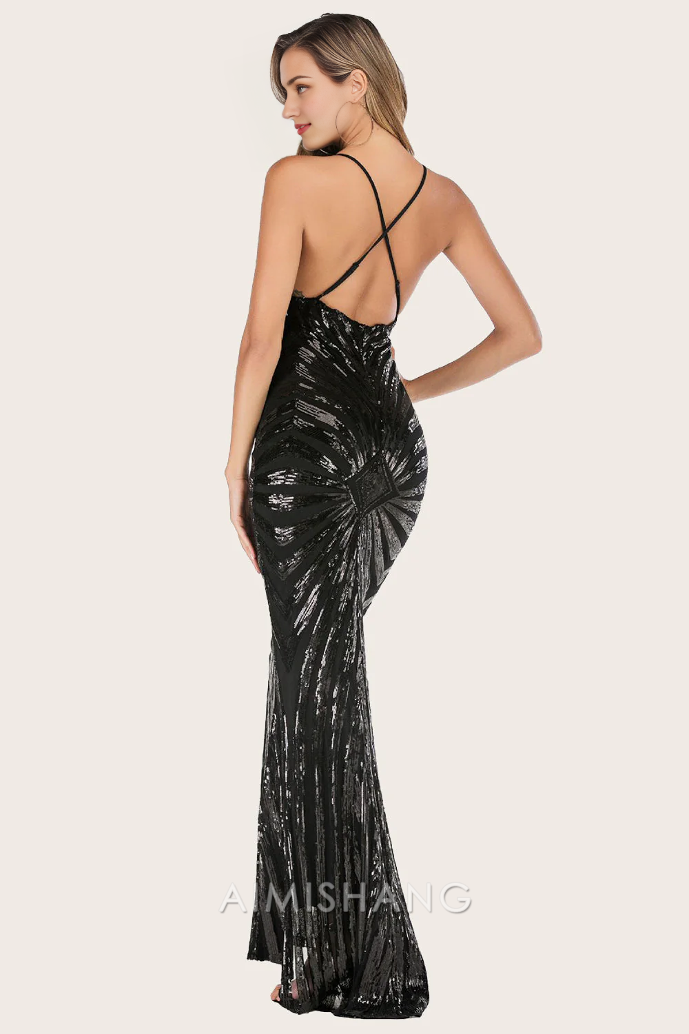 Aimishang Sexy Sheath V-neck Long Prom Dresses Charming Evening Party Dress Formal Dress