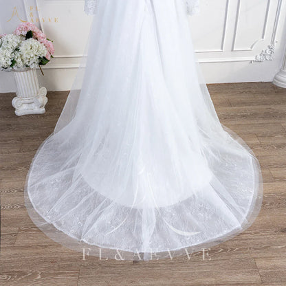Bohemian Long Sleeves Wedding Dress Corset Low Back Gown