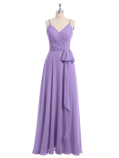 Spaghetti Strap Chiffon Dresses with Sash Bow-Tahiti