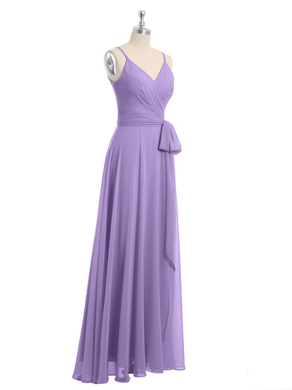 Spaghetti Strap Chiffon Dresses with Sash Bow-Tahiti