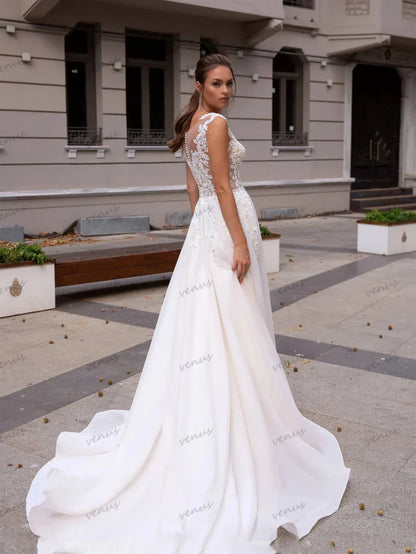 Vintage Wedding Dresses A-Line Graceful Gowns Lace Appliques