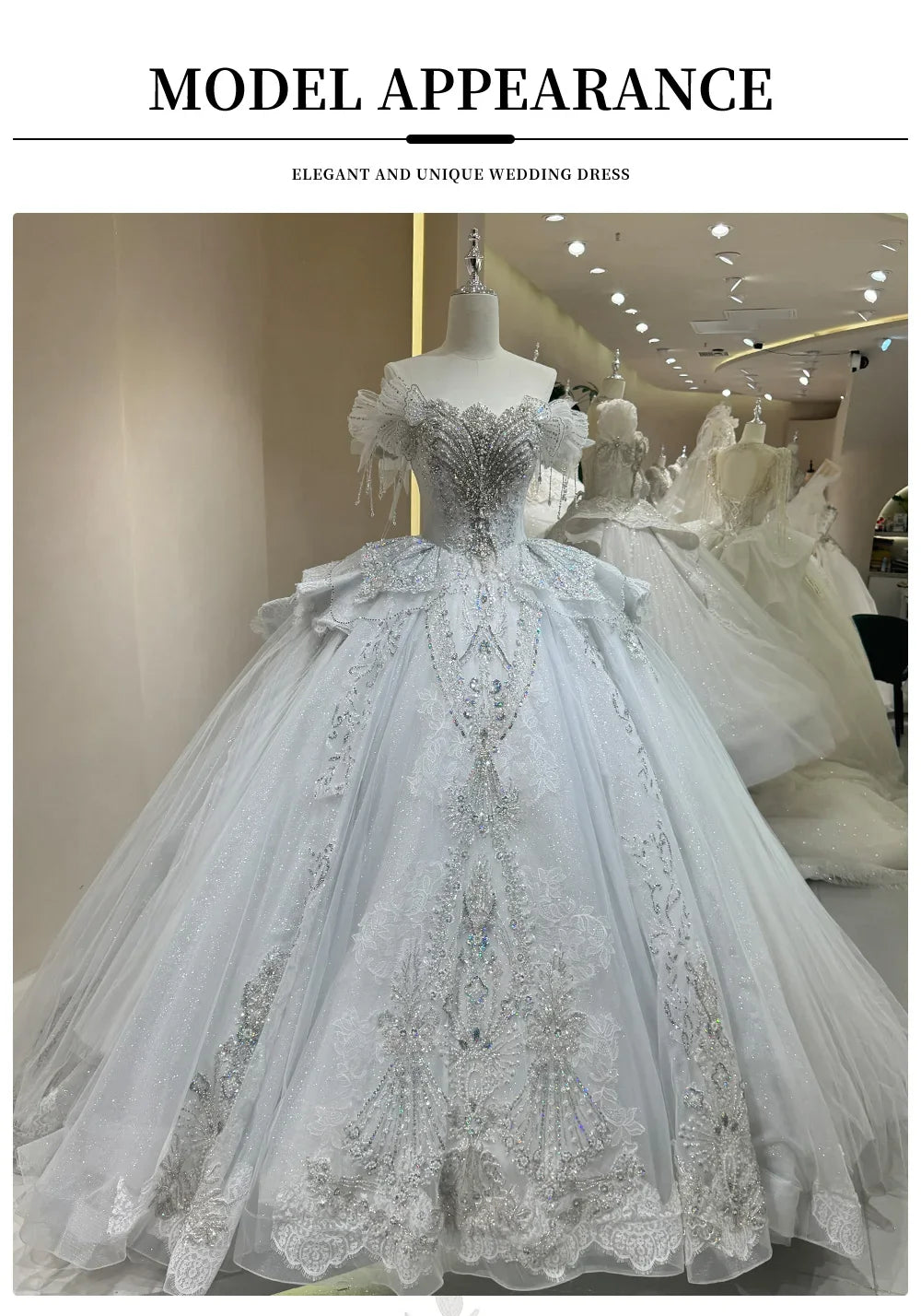 Exquisite Off Shoulder Wedding Dress with Beading and Lace Embellishments for Elegant Bridal Dress