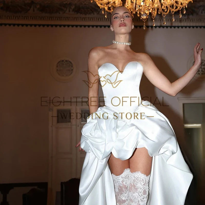 Eightree Modern Wedding Dresses A-Line Bridal Gowns Sweetheart High Low Glamorous Customized