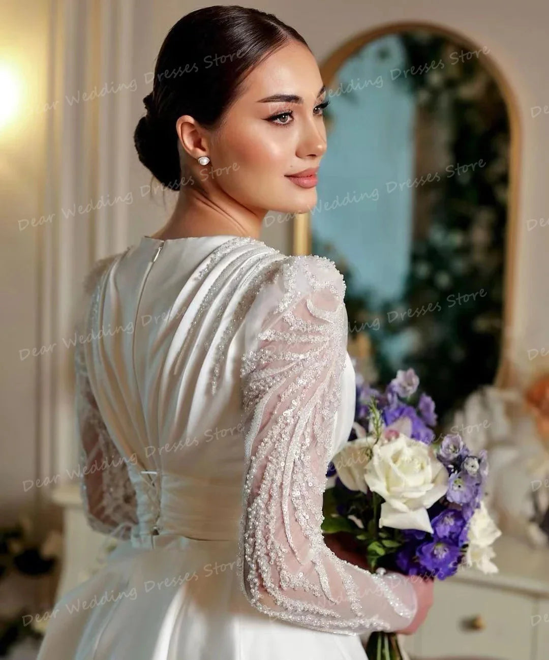 Luxury Satin Wedding Dresses Mermaid Sexy Glitter Gowns