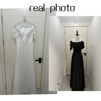 Sweet Bow Off The Shoulder Wedding Dresses Elegant A Line