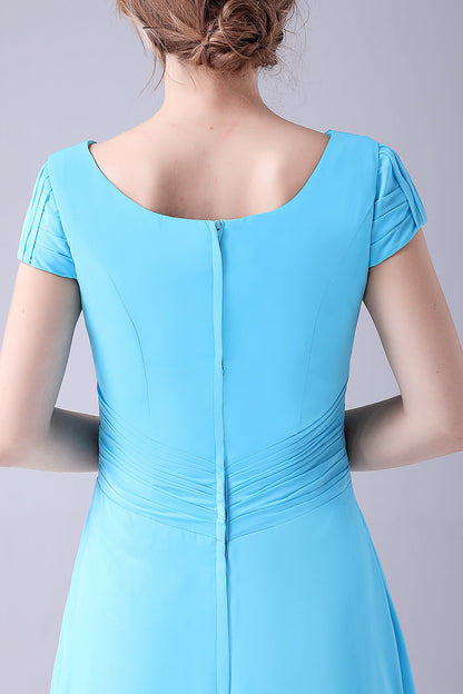 A-Line Square Neck Pleated Mother Of the Bride Dress