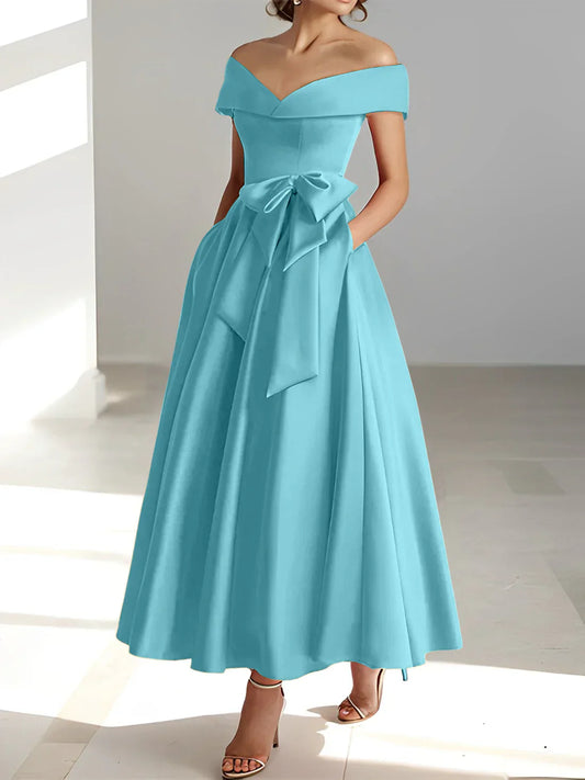 A-line/Princess Off Shoulder Pocket Mother of the bride dresses