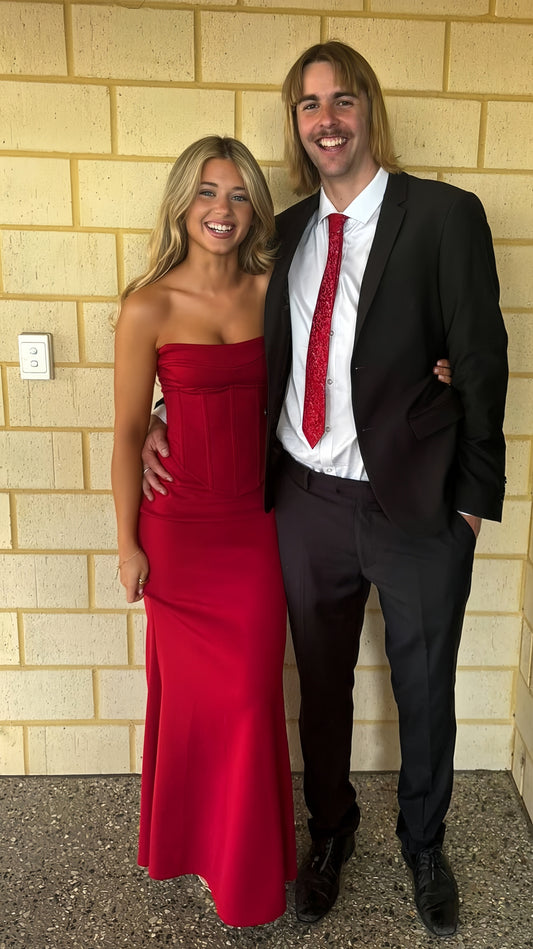 Strapless Red Mermaid Long Prom Dresses Gala Dress Formal