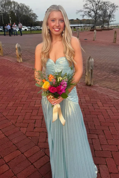 Sweetheart Pleated A-Line Prom Dress Floor-Length Graduation Dresses