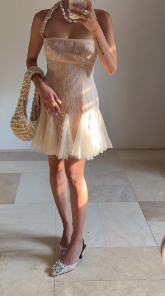 Sweet Tulle Lace Halter Homecoming Dress Short Party Dress cc2929