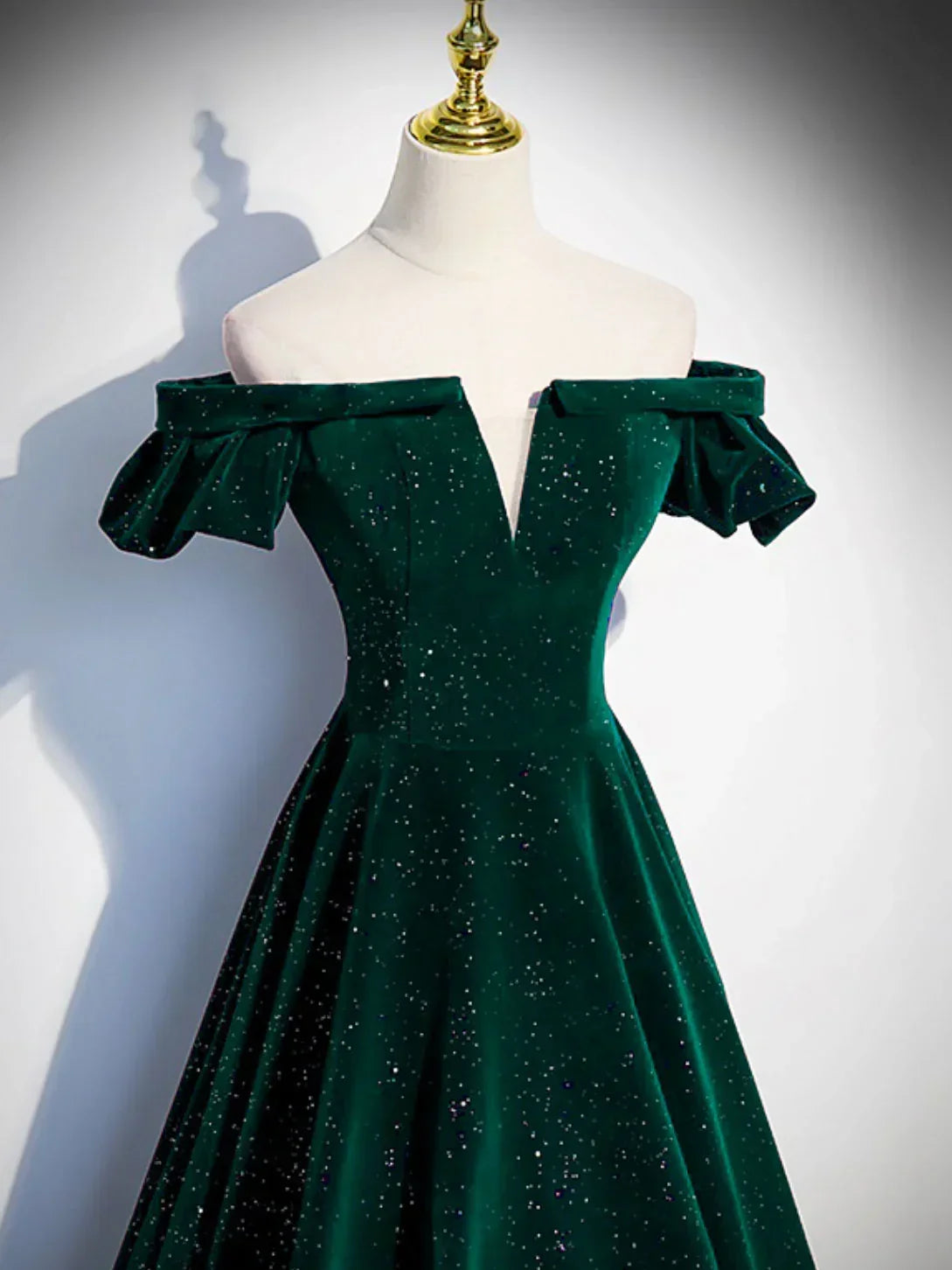Green Off Shoulder A-line Floor Length Party Dress, Green Long Formal Dress Prom Dress HZ1024